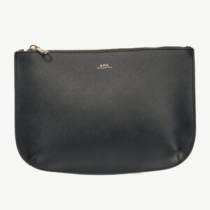 A.P.C. Sarah Black Saffiano Leather Clutch